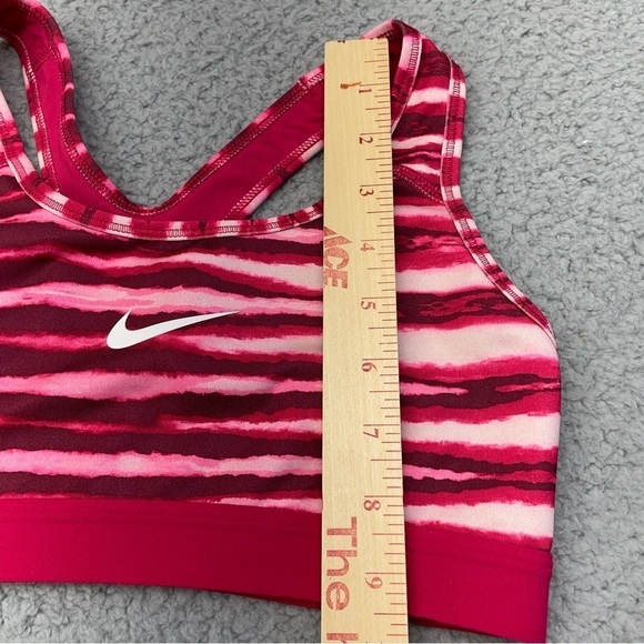 Nike Pro Sports Bra Small Classic Tiger Pink Front  Logo Stretchy  Gym Workout - Picture 9 of 11